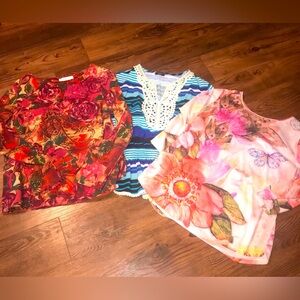 3 TOPS 1 price MEDIUM BEAUTIFUL TOPS FLOWERS FLORAL COLDWATER CREEK